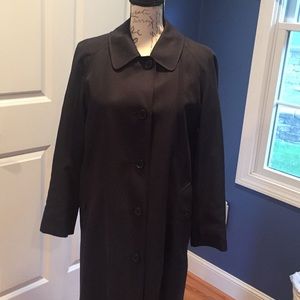 Burberry black long lined trench coat